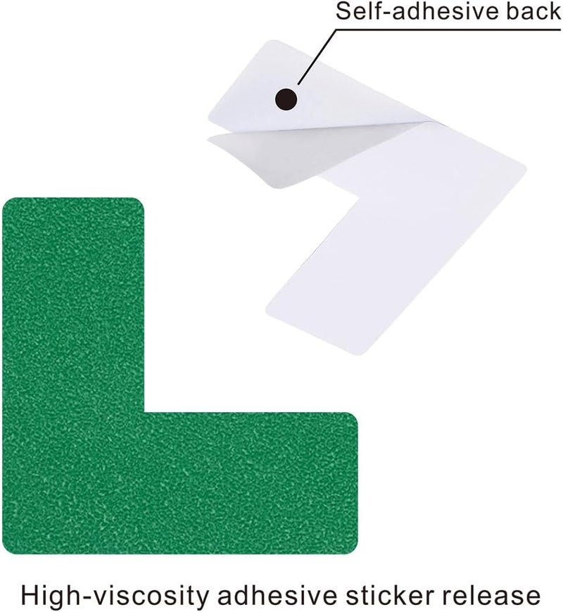 Beiyier 100 Pack 5s Location Marking Corner, 2x2x0.8 Inch L Shaped Graphical Floor Marker for Office Desk Table Top, Warehouse Floor (Green) - Image 3